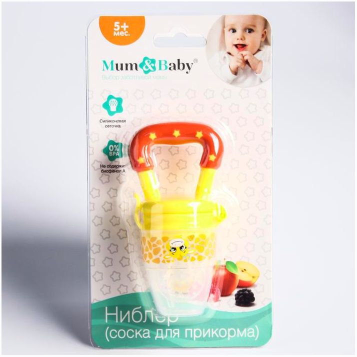 Ниблер «Жирафик», с силиконовой сеточкой, цвет жёлтый/красный артикул анонс 2357265