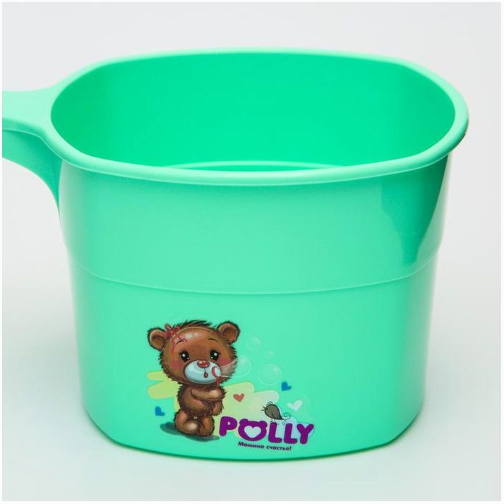 № 7048594 Ковш для купания, детский банный ковшик, хозяйственный POLLY, 1,5 л., цвет зеленый