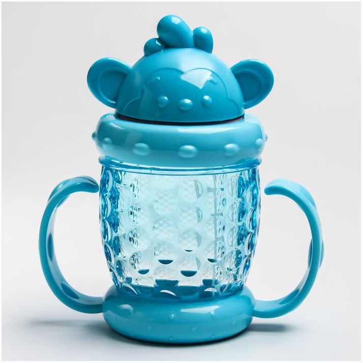 Поильник с трубочкой 200 мл, с ручками, цвет МИКС артикул анонс 3973815