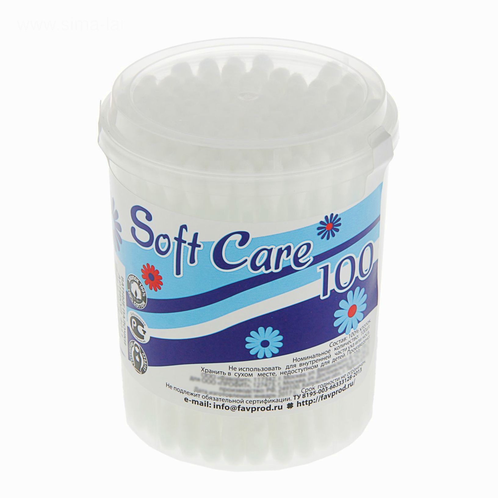 Картинка Ватные палочки Soft Care, 100 шт. в стакане (№2323355) от магазина Мир детей Товары для Новорожденных