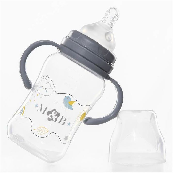 № 7701969 Бутылочка для кормления, широкое горло, от 3 мес., с ручками 270 мл.