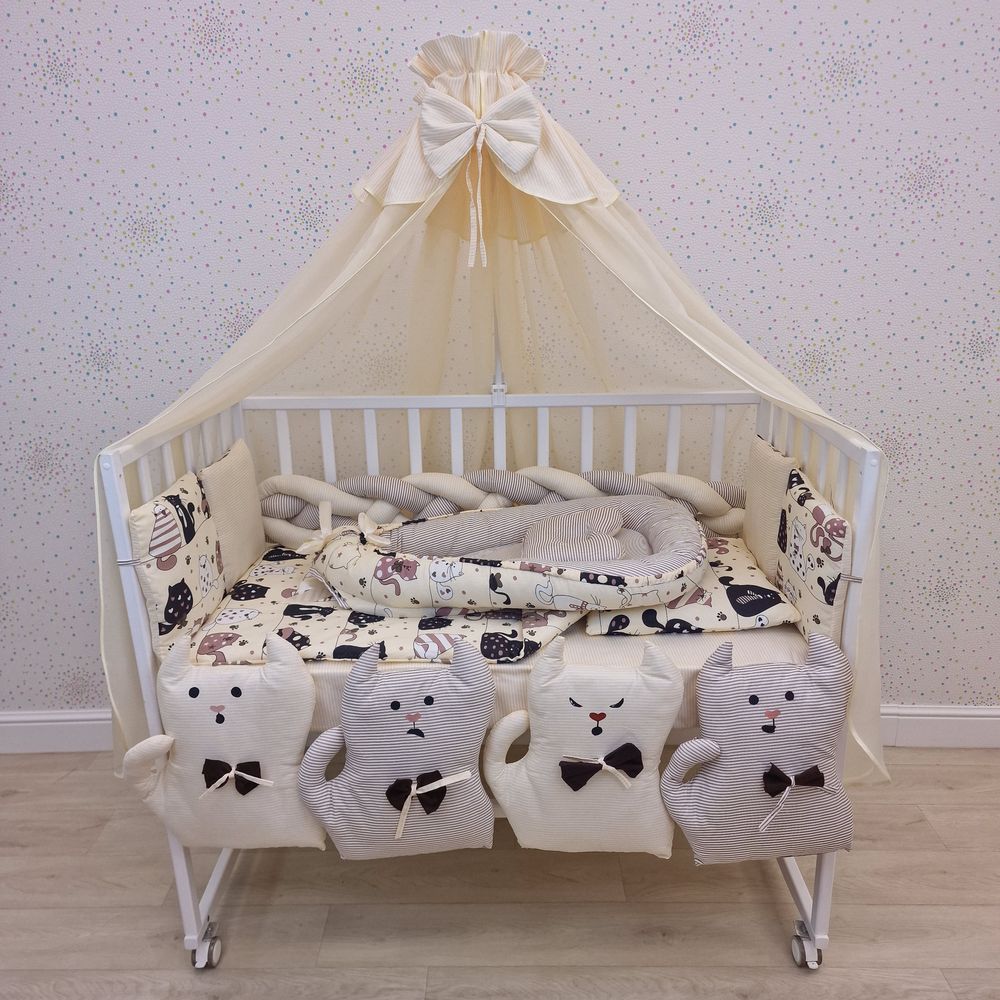 Картинка КПБ 17 пр (балдахин + борт + пододеяльник + одеяло + наволочка + 2подушки + простынь + гнездо (бязь) (№1172-0-1) цвета в ассортименте от магазина Мир детей Товары для Новорожденных