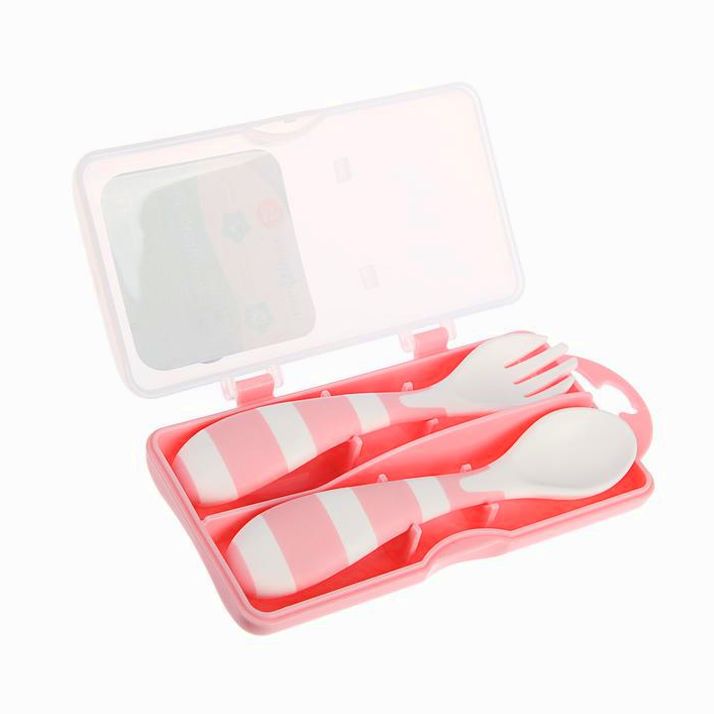 № 3780391 Столовые приборы в контейнере, 2 пр: вилка, ложка, цвет розовый