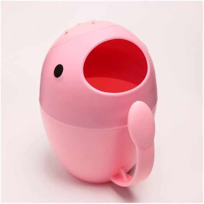 № 4350279 Ковш для купания и мытья головы, детский банный ковшик, хозяйственный «Кит», 400 мл., цвет розовый