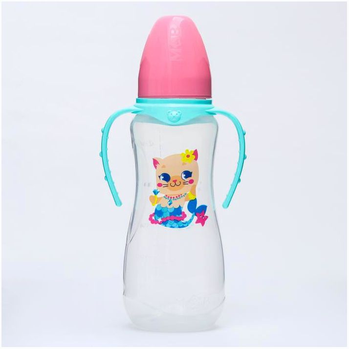 Бутылочка «ТРЕНД. Которусалка», клас горло, 250 мл, от 3 мес, приталенная, с ручками, цвет розовый артикул анонс 4882549