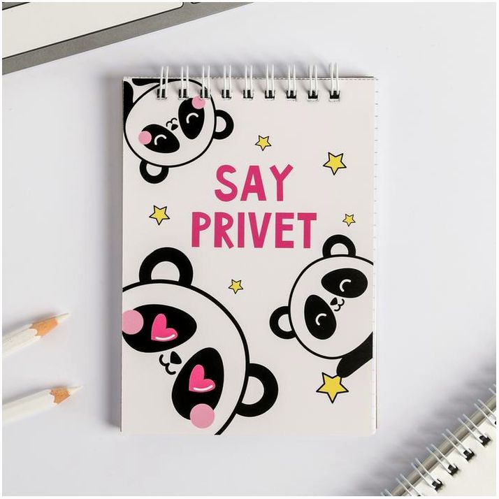 Блокнот на гребне Say privet, формат А6, 40 листов артикул анонс 4446671