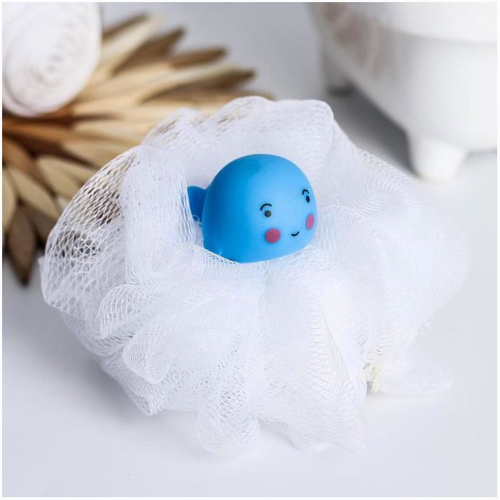 Мочалка детская для купания, цвет и рисунок МИКС артикул анонс 5057898