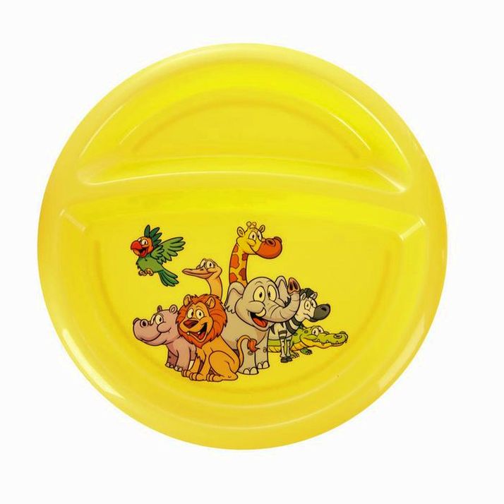 № 2932057 Тарелка детская, диаметр 20,5 см, две секции, пластиковая с рисунком, цвет жёлтый