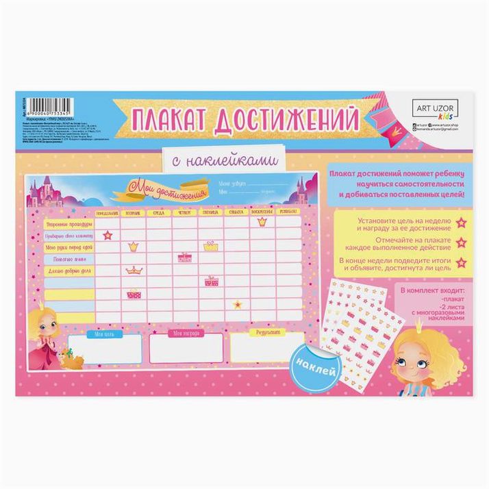 Картинка Плакат?мотиватор с наклейками «Принцессы», 29.5 ? 21 см (№4075334) от магазина Мир детей Товары для Новорожденных