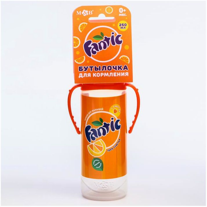 Бутылочка для кормления Fantic, классическое горло, от 0 мес, 250 мл., цилиндр, с ручками артикул анонс 5399862