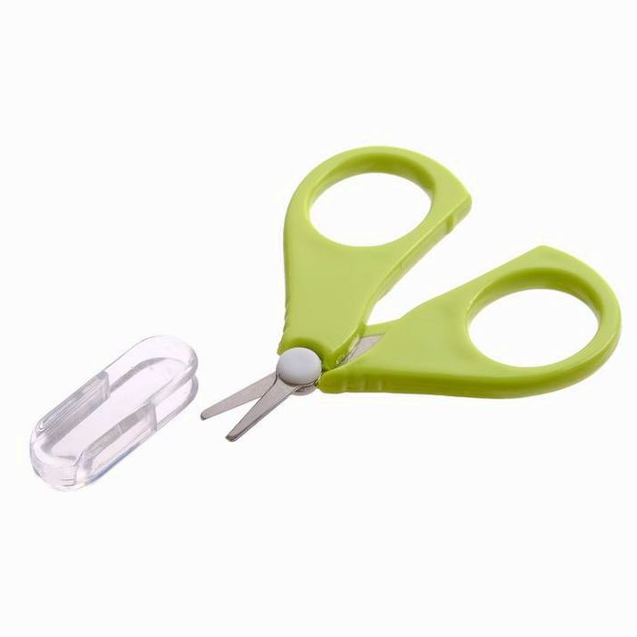 Картинка Ножницы детские безопасные, маникюрные, с чехлом, от 0 мес., цвет зелёный (№2849319) от магазина Мир детей Товары для Новорожденных