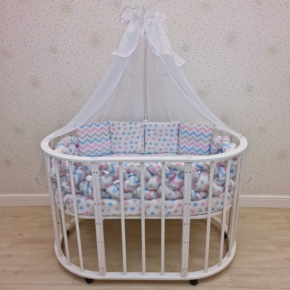 КПБ 11 пр (балдахин + борт + пододеяльник + одеяло + наволочка + подушка + простынь (бязь) коса артикул анонс 1156-0-1_02