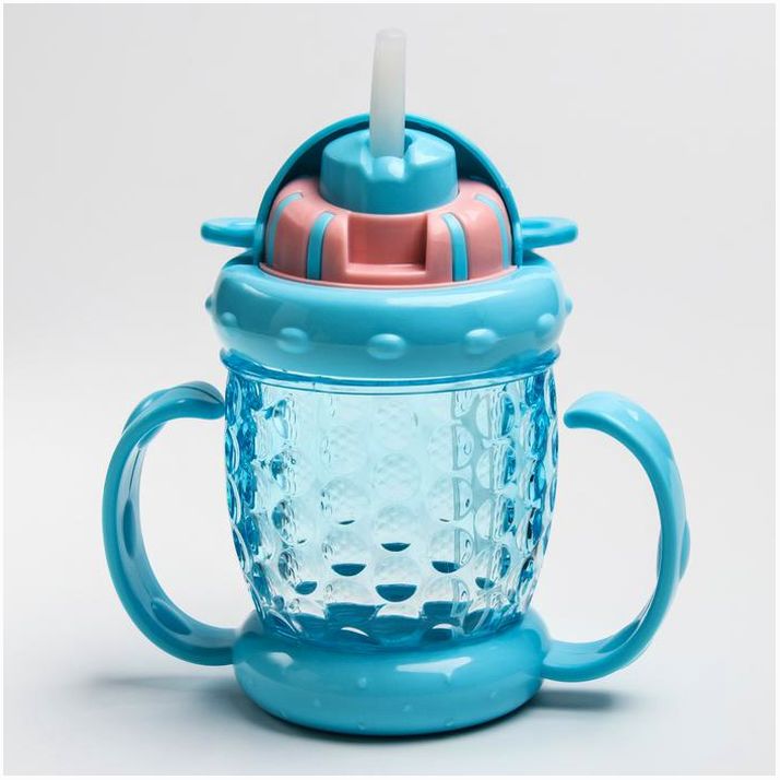 № 3973815 Поильник с трубочкой 200 мл, с ручками, цвет МИКС