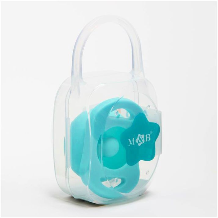 Картинка Пустышка цельносиликоновая, в контейнере, от 0 мес., цвет зеленый/бирюзовый (№4313601) от магазина Мир детей Товары для Новорожденных