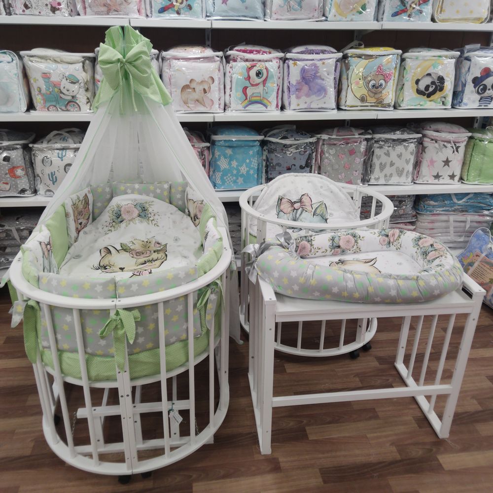 КПБ 21 пр (балдахин + борт + пододеяльник + 2 одеяла + навол + подуш + 2 прост + гнездо (бязь) 12кв артикул анонс 1151-О-1_24