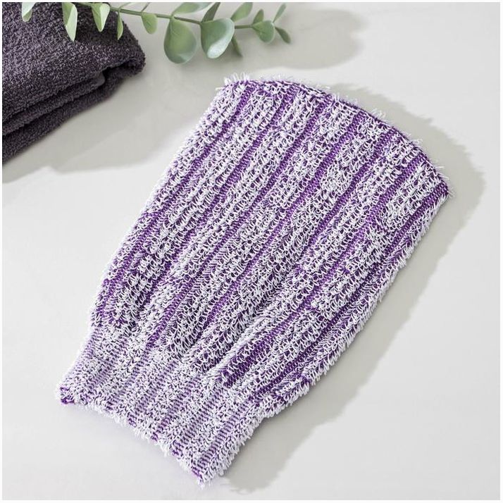 Мочалка - варежка для тела массажная Доляна, 19?11 см, жёсткая, цвет МИКС артикул анонс 1522316