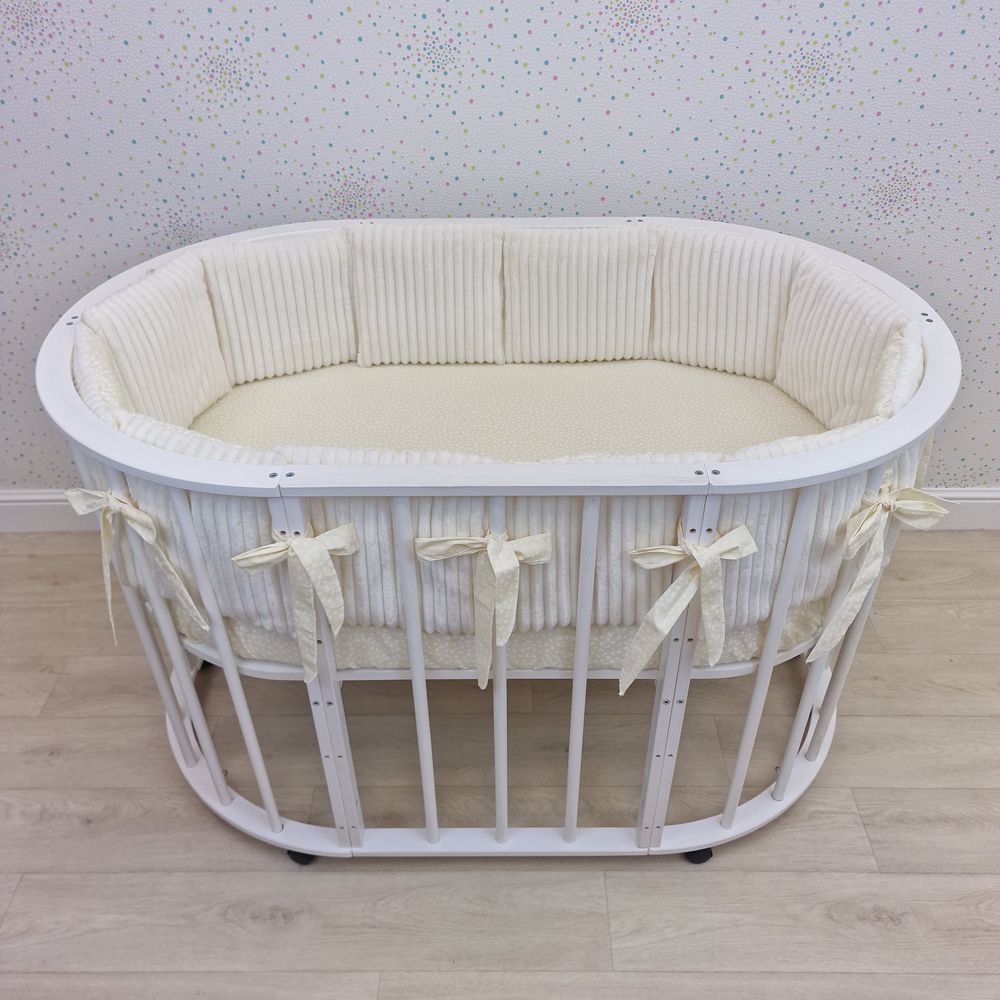 Бортик из 12 подушек по всему периметру кроватки (бязь/плюш + синтепон) артикул анонс 980_14