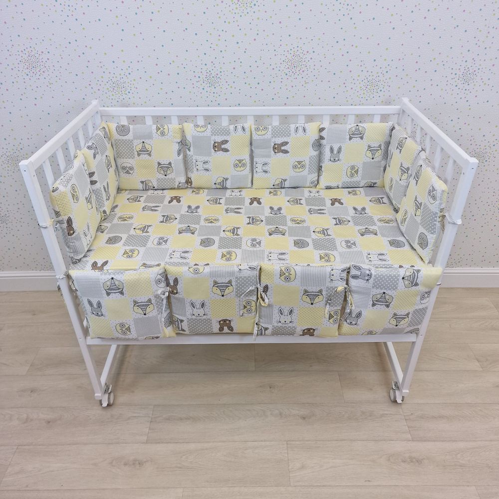 Картинка Бортик из 12 подушек по всему периметру кроватки (сатин + синтепон) (№961с) цвета в ассортименте от магазина Мир детей Товары для Новорожденных