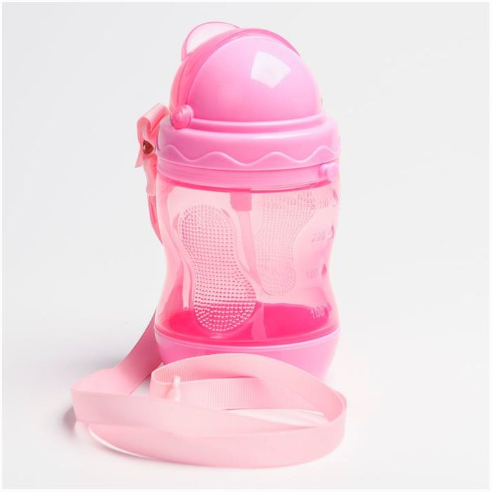 Поильник с силиконовой трубочкой, 280 мл., цвет розовый артикул анонс 4591140