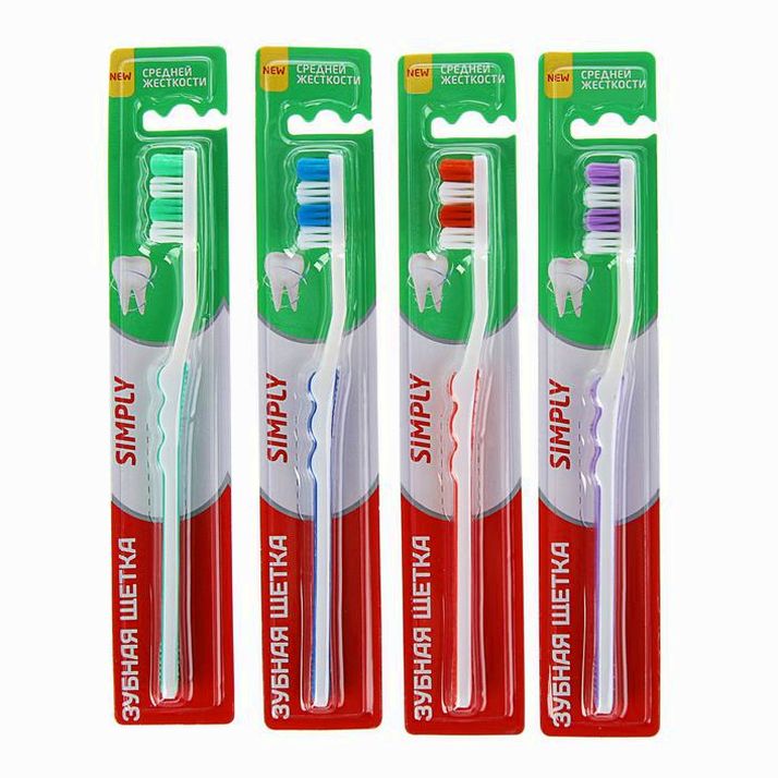 Зубная щётка Rendal Simply, средней жёсткости, 1 шт. МИКС артикул анонс 3417048