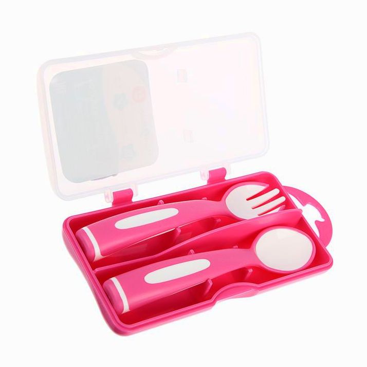 № 3780387 Столовые приборы в контейнере, 2 пр: вилка, ложка, цвет розовый