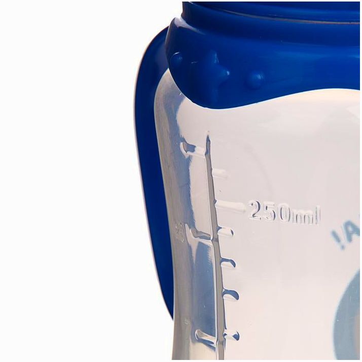 Картинка Бутылочка «Пингвинёнок Рокки» приталенная, с ручками, 250 мл, от 0 мес., цвет синий (№2969821) от магазина Мир детей Товары для Новорожденных