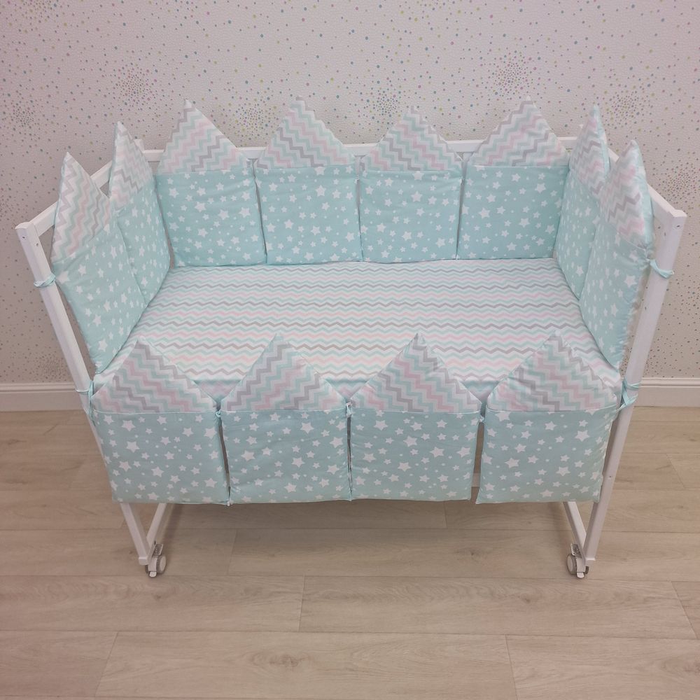 Бортик из 12 подушек по всему периметру кроватки (бязь + синтепон) 