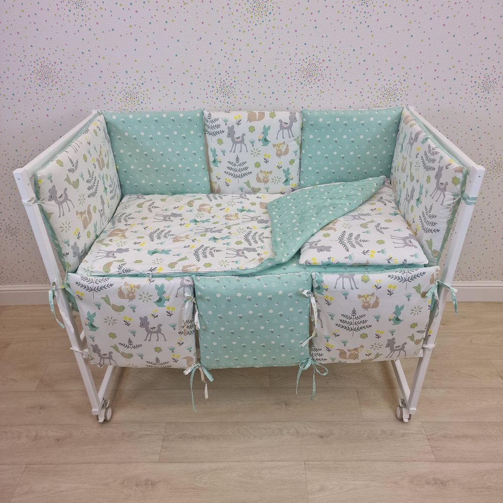 Картинка КПБ 13 пр (борт + пододеяльник + одеяло + наволочка + подушка + простынь (бязь) 6кв+2пр (№1146-0-1бб) цвета в ассортименте от магазина Мир детей Товары для Новорожденных