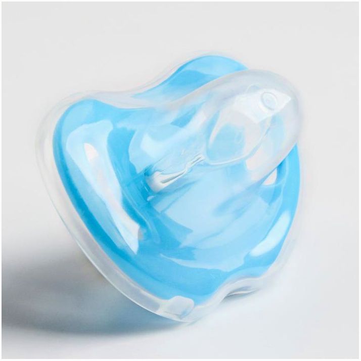 Картинка Пустышка от 4 мес., с колпачком, ортодонтическая, цвет голубой (№4591100) от магазина Мир детей Товары для Новорожденных