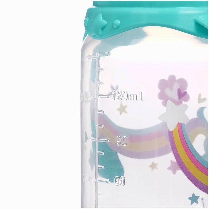 Картинка Бутылочка «Волшебная пони», кдассическое горло, с ручками, 150 мл, от 0 мес., цвет бирюзовый (№2969884) от магазина Мир детей Товары для Новорожденных