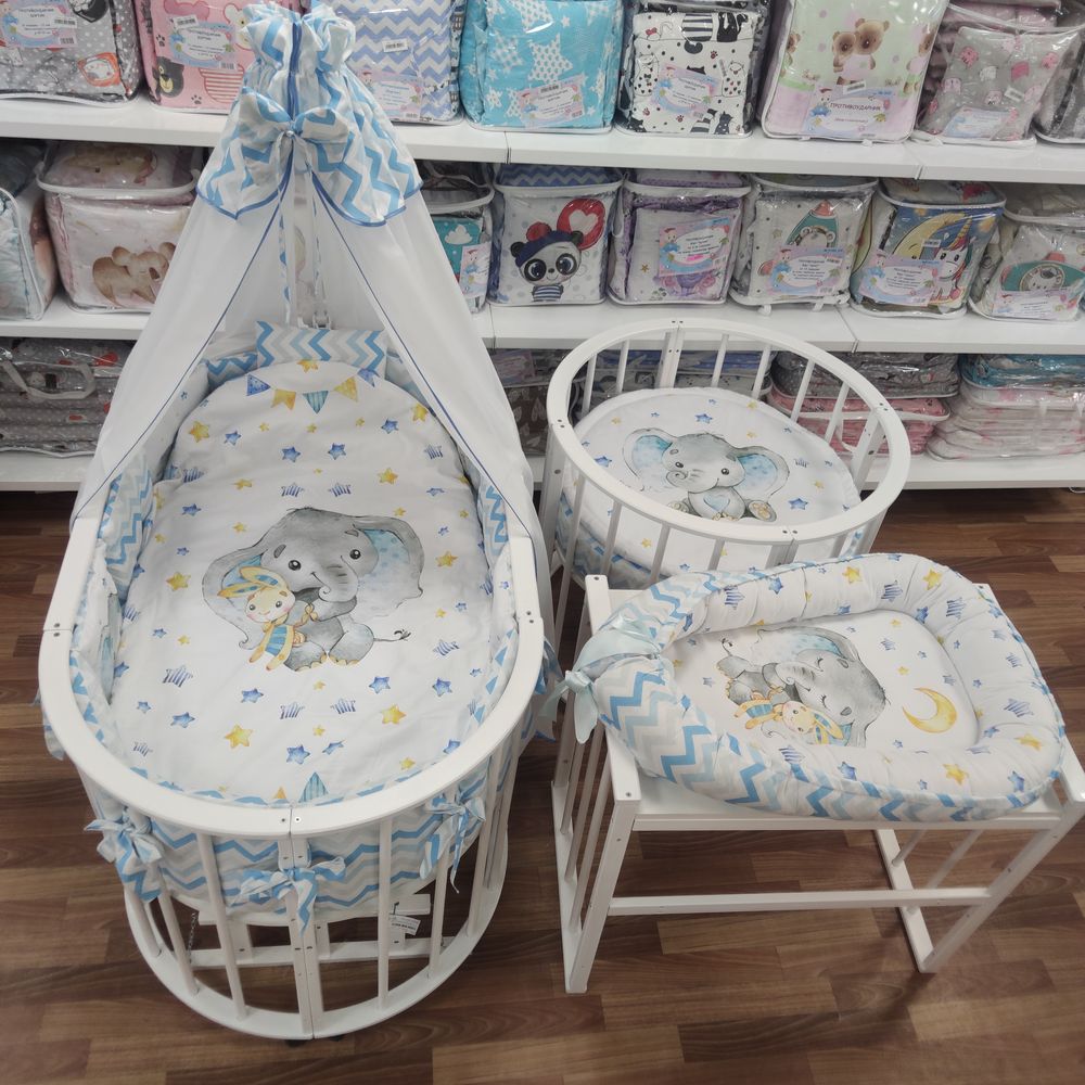 КПБ 21 пр (балдахин + борт + пододеяльник + 2 одеяла + навол + подуш + 2 прост + гнездо (бязь) 12кв артикул анонс 1151-О-1_05