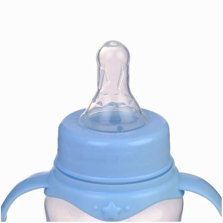 Картинка Бутылочка для кормления, классическое горло, с ручками, 250 мл., от 3 мес., цвет голубой МИКС (№2969720) от магазина Мир детей Товары для Новорожденных