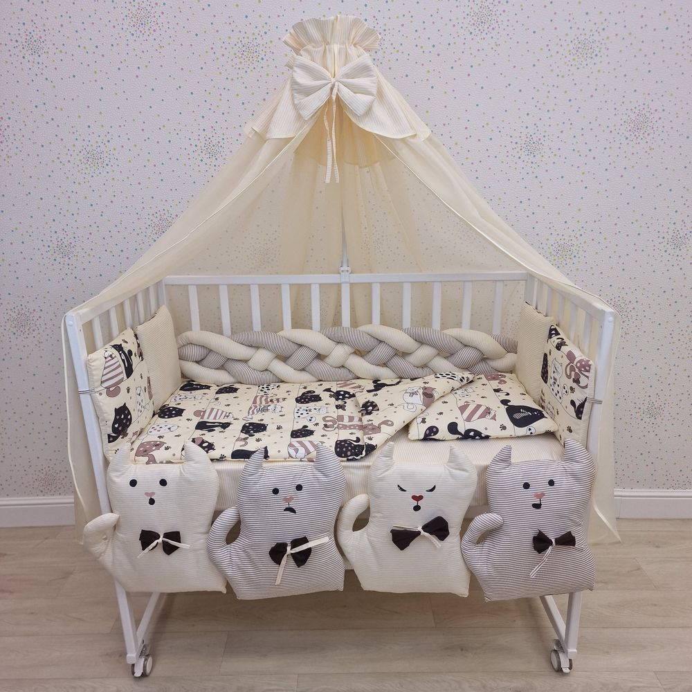 Картинка КПБ 15 пр (балдахин + борт + пододеяльник + одеяло + наволочка + подушка + простынь (бязь) (№1176-0-1) цвета в ассортименте от магазина Мир детей Товары для Новорожденных