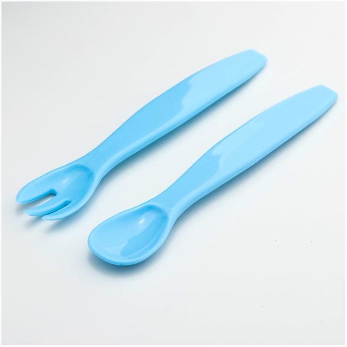 № 1886928 Столовые приборы , 2 пр: ложка, вилка, от 5 мес., цвет голубой