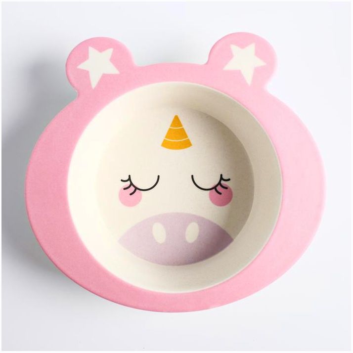 Картинка Миска - тарелочка из бамбука, «Мордочки», цвет и рисунок МИКС, 250 мл, 17х16.5х3,5 (№4591217) от магазина Мир детей Товары для Новорожденных