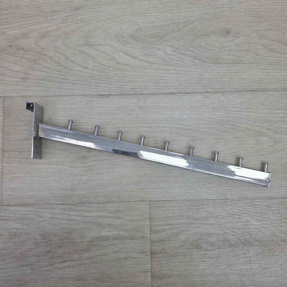 № Кр-8-35 Крючок (кронштейн) на торговую решетку (длина 35 см/8 штырьков) хром