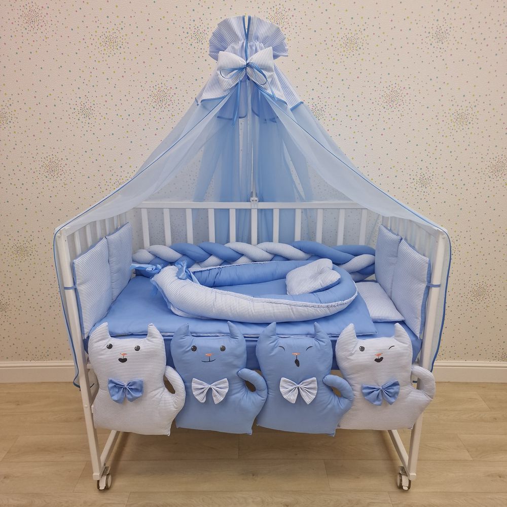 КПБ 17 пр (балдахин + борт + пододеяльник + одеяло + наволочка + 2подушки + простынь + гнездо (бязь) артикул анонс 1172-0-1_05