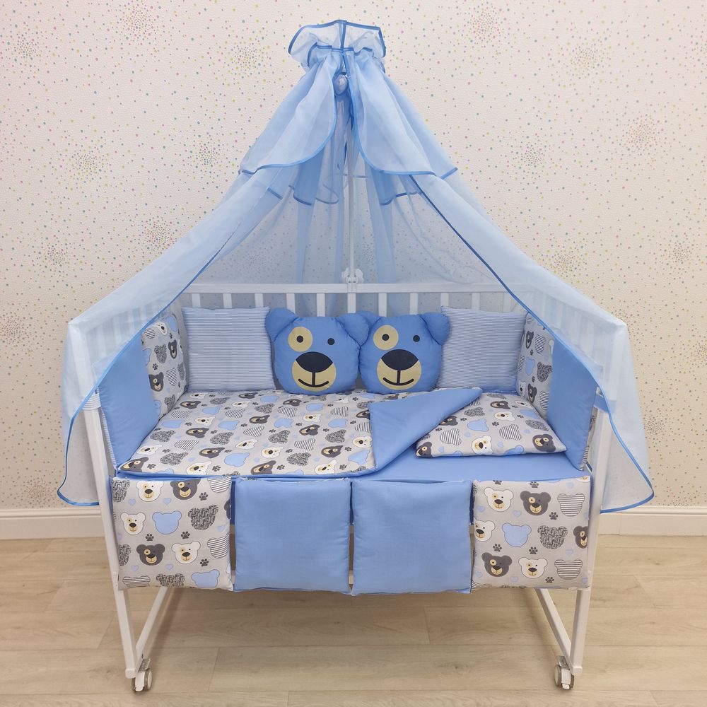 КПБ 18 пр (балдахин + борт + пододеяльник + одеяло + наволочка + подушка + простынь (бязь) артикул анонс 1132-0-1_05