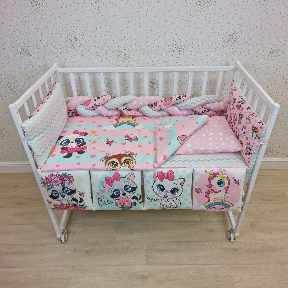 КПБ 14 пр (борт + пододеяльник + одеяло + наволочка + подушка + простынь (бязь) коса артикул анонс 1162-0-1Кбб_02