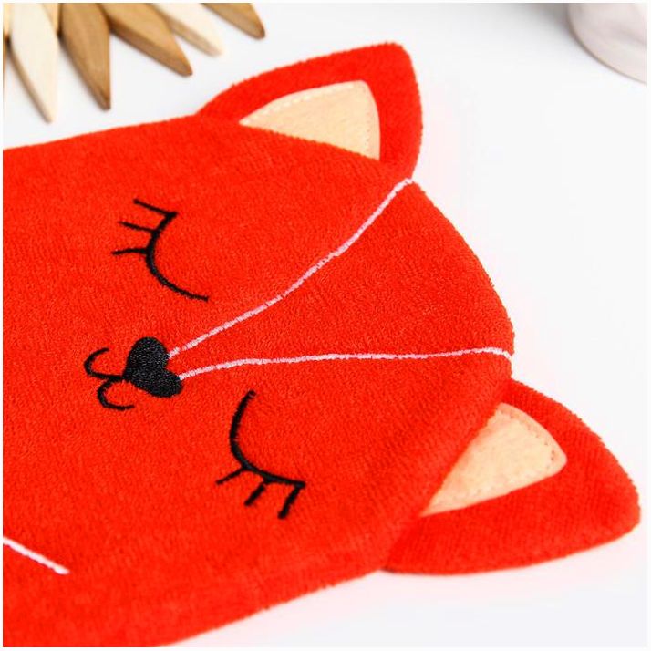 № 3612503 Мочалка детская для купания «Лисичка», варежка, из махры