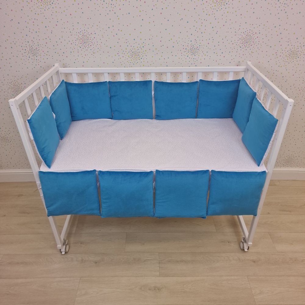 Бортик из 12 подушек по всему периметру кроватки (бязь/плюш + синтепон) артикул анонс 980_10