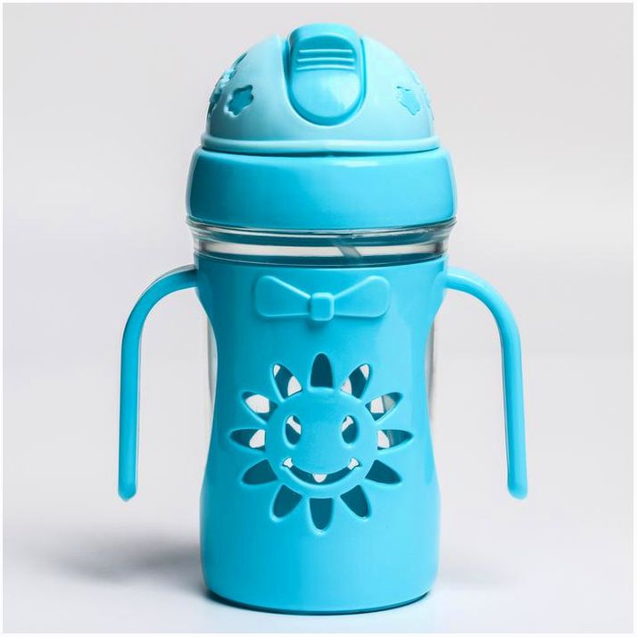 № 2315140 Поильник с силиконовой трубочкой «Солнышко», 250 мл., ручки, цвет МИКС