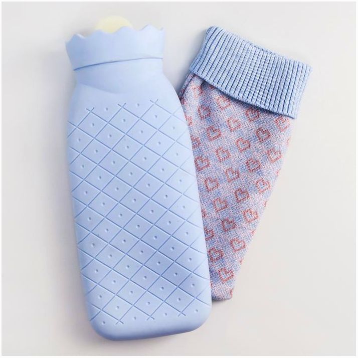 Грелка силиконовая, в чехле, 550 мл., цвет голубой артикул анонс 4009087