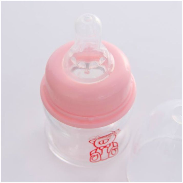 Картинка Бутылочка для кормления, стекло., 60 мл., «Мишка малыш», цвет розовый (№4729893) от магазина Мир детей Товары для Новорожденных