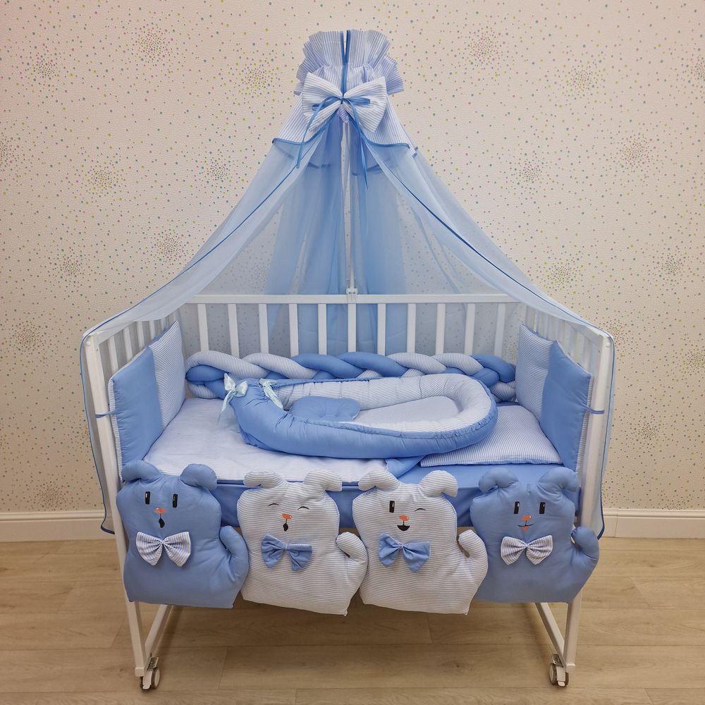 КПБ 17 пр (балдахин + борт + пододеяльник + одеяло + наволочка + 2подушки + простынь + гнездо (бязь) артикул анонс 1171-0-1_03