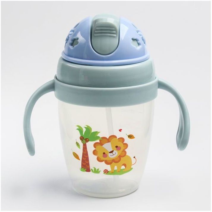 Поильник с силиконовой трубочкой 200 мл., с ручками, цвет МИКС артикул анонс 4724441