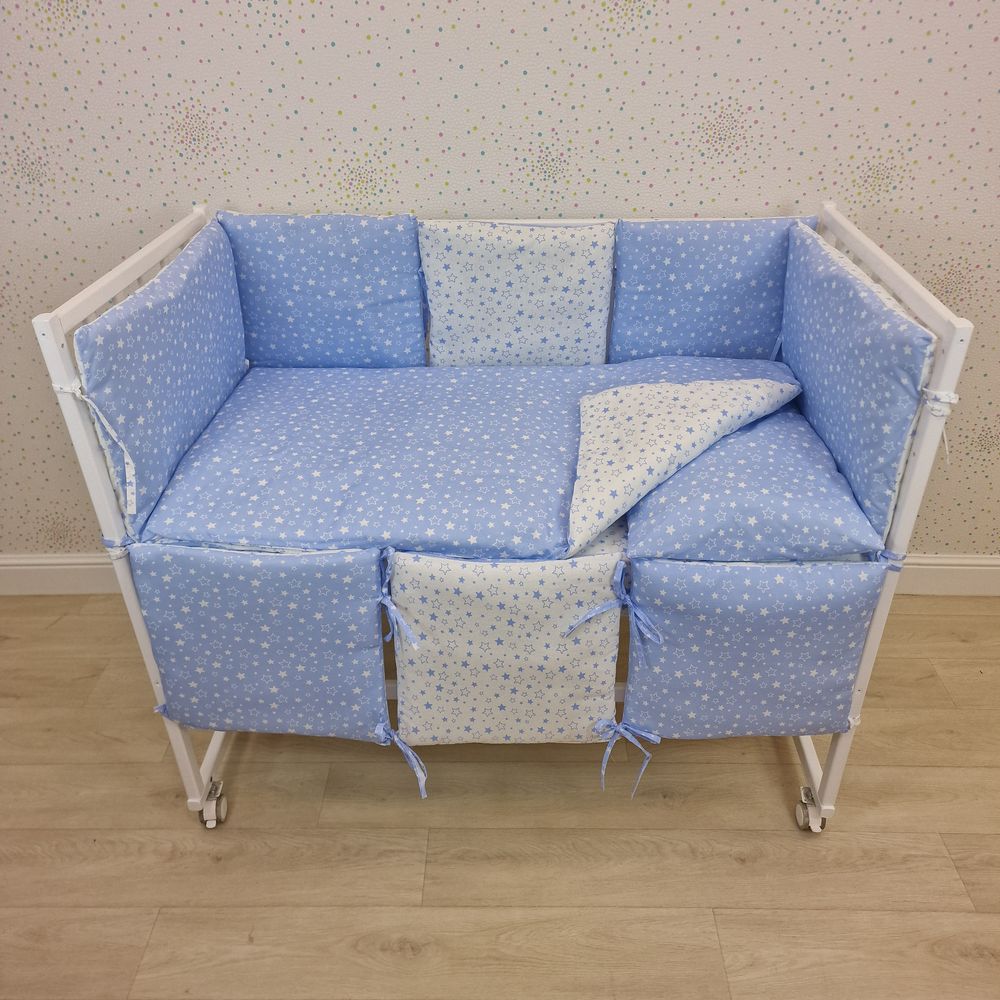 Картинка КПБ 13 пр (борт + пододеяльник + одеяло + наволочка + подушка + простынь (бязь) 6кв+2пр (№1146-0-1бб) цвета в ассортименте от магазина Мир детей Товары для Новорожденных