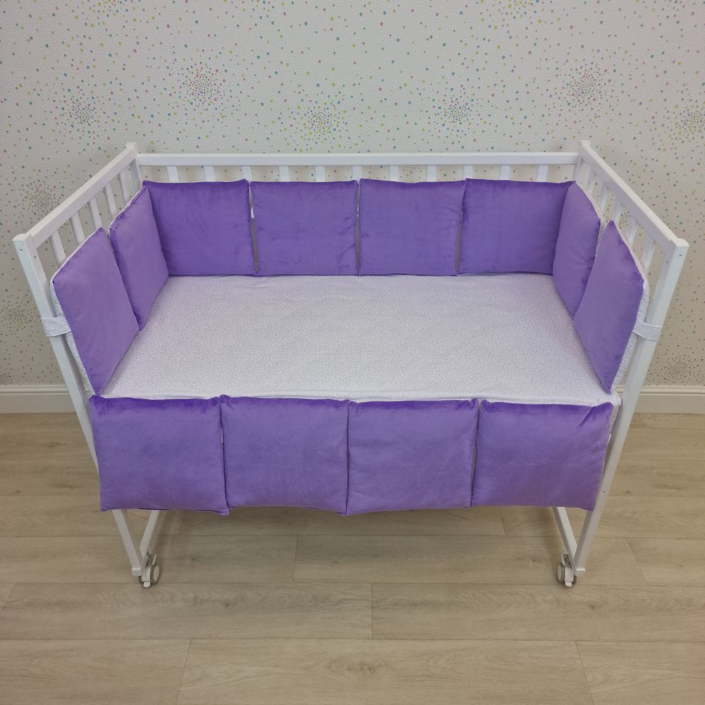 Бортик из 12 подушек по всему периметру кроватки (бязь/плюш + синтепон) артикул анонс 980_09