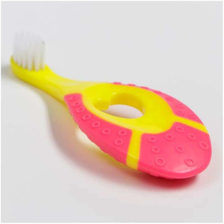 Детская зубная щетка, нейлон, с ограничителем, цвет розовый артикул анонс 6929793