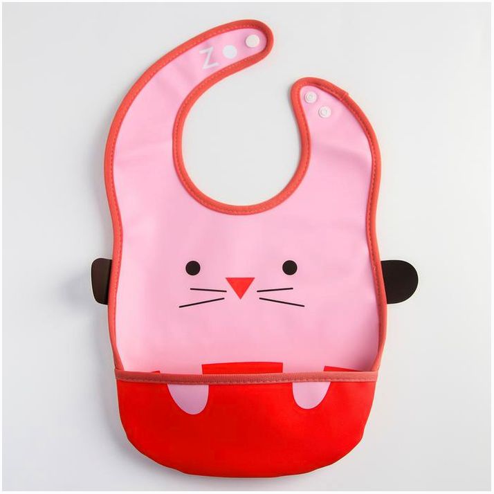 Картинка Нагрудник для кормления «Зайка» непромокаемый на кнопке, с карманом (№1026891) от магазина Мир детей Товары для Новорожденных